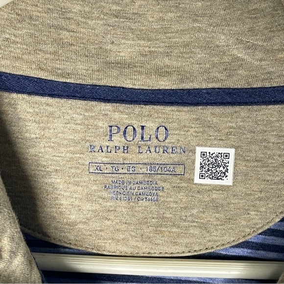 Polo Ralph Lauren Cotton 1/4 Zip Size XL Blue Stripe Pullover Blue Pony Nautical - Picture 3 of 9